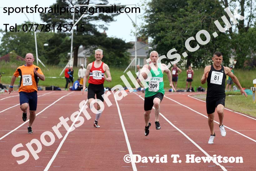 Mens 100 metres, 2019 NEMA Track and Field Champs, Monkton. Photo:  David T. Hewitson/Sports for All Pics
